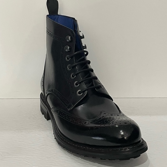 Emilio Franco boot chelsea chukka black wingtip lace up side zipper - Picture 1 of 5